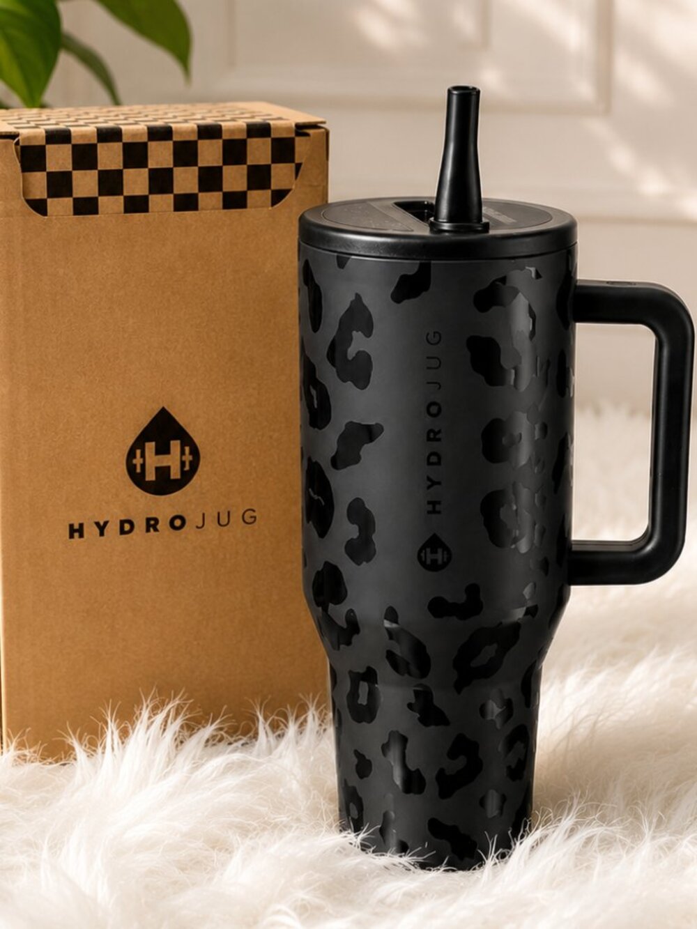 HydroJug 40oz Traveler Tumbler Black Leopard NWT